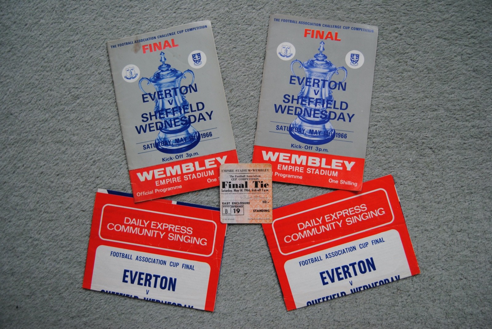 2 Versions of  1966 Everton v Sheffield Wednesday FA Cup Final Programme, Ticket for sale on Ebay
