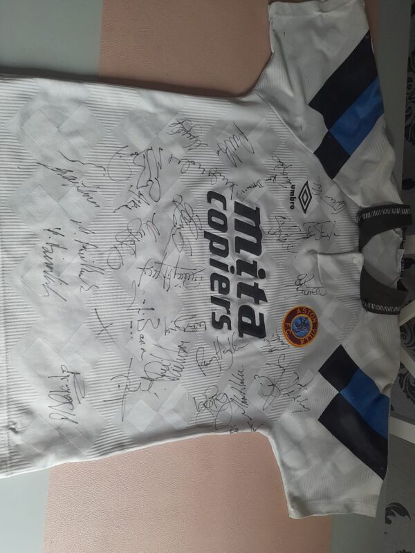 Signed aston Villa Football Shirt 1991 . Small Mens. for sale on Ebay