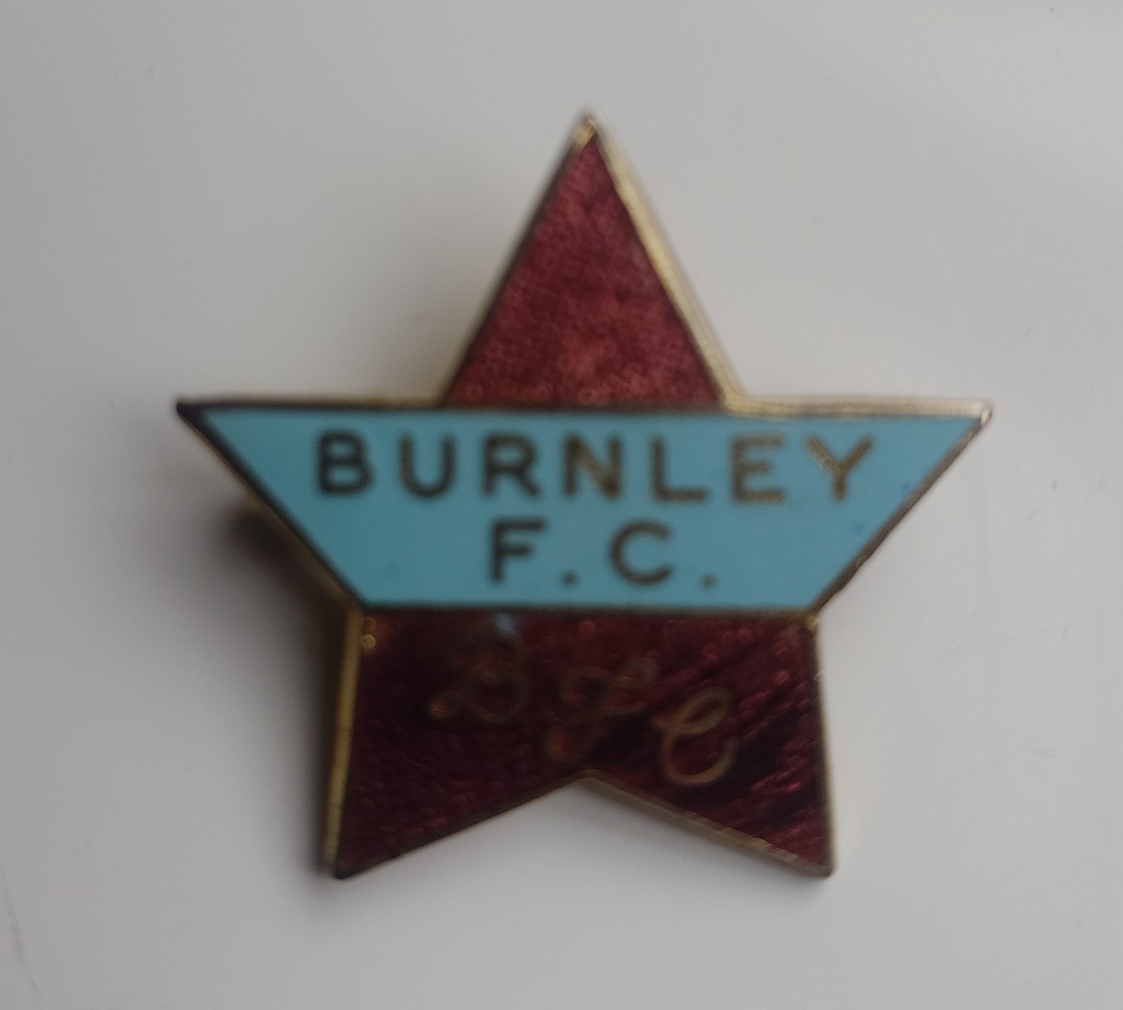 Vintage Burnley FC star shaped pin badge for sale on Ebay