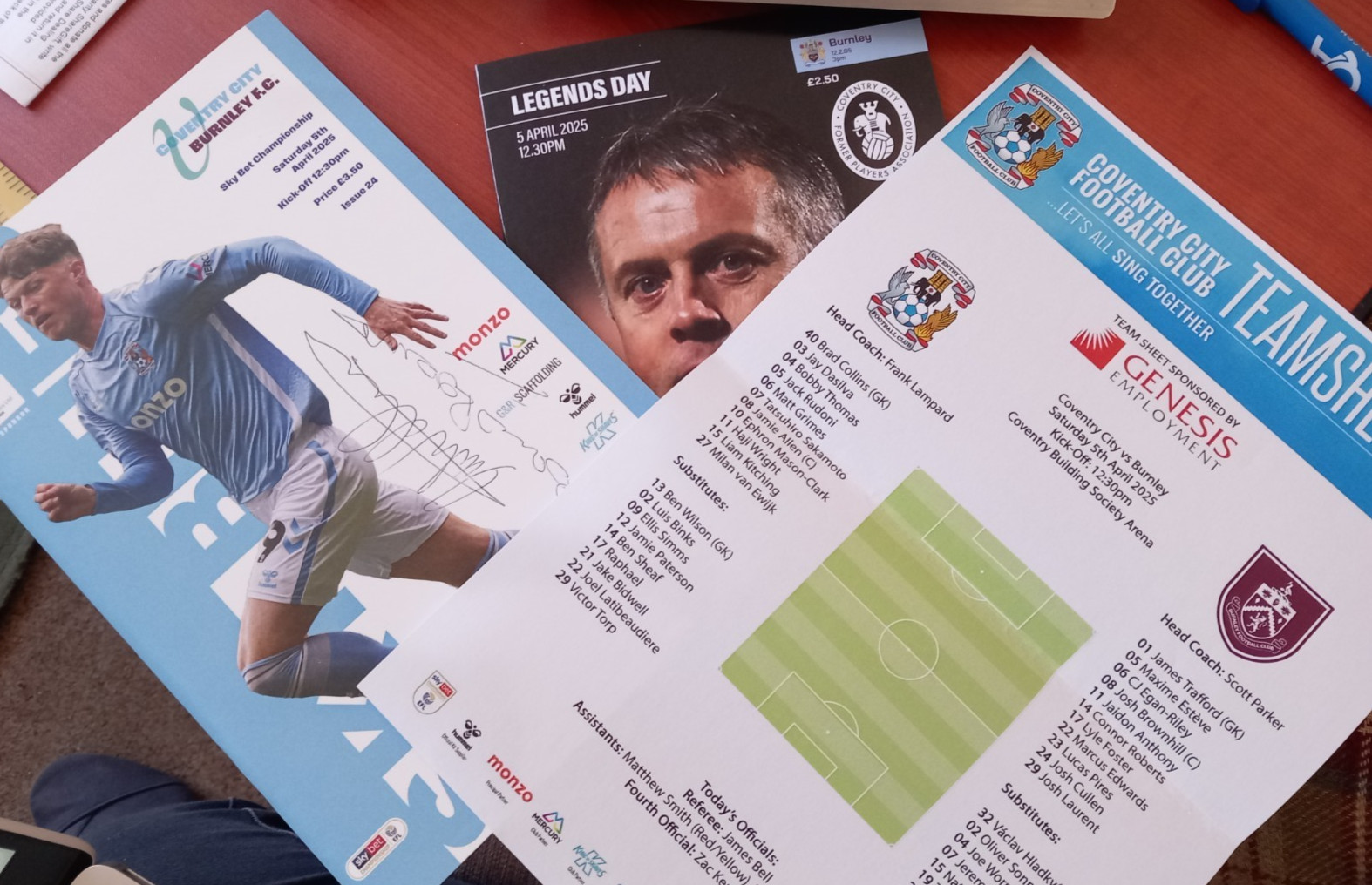 COVENTRY CITY FC LEGENDS DAY 5TH APRIL 2025  SIGNED PROGRAMME & TEAM SHEET for sale on Ebay