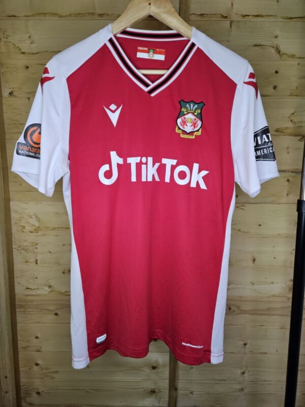 Rare Matchworn Wrexham 2021/2022 Home Shirt #3 Mcfadzean Macron MEDIUM VGC for sale on Ebay