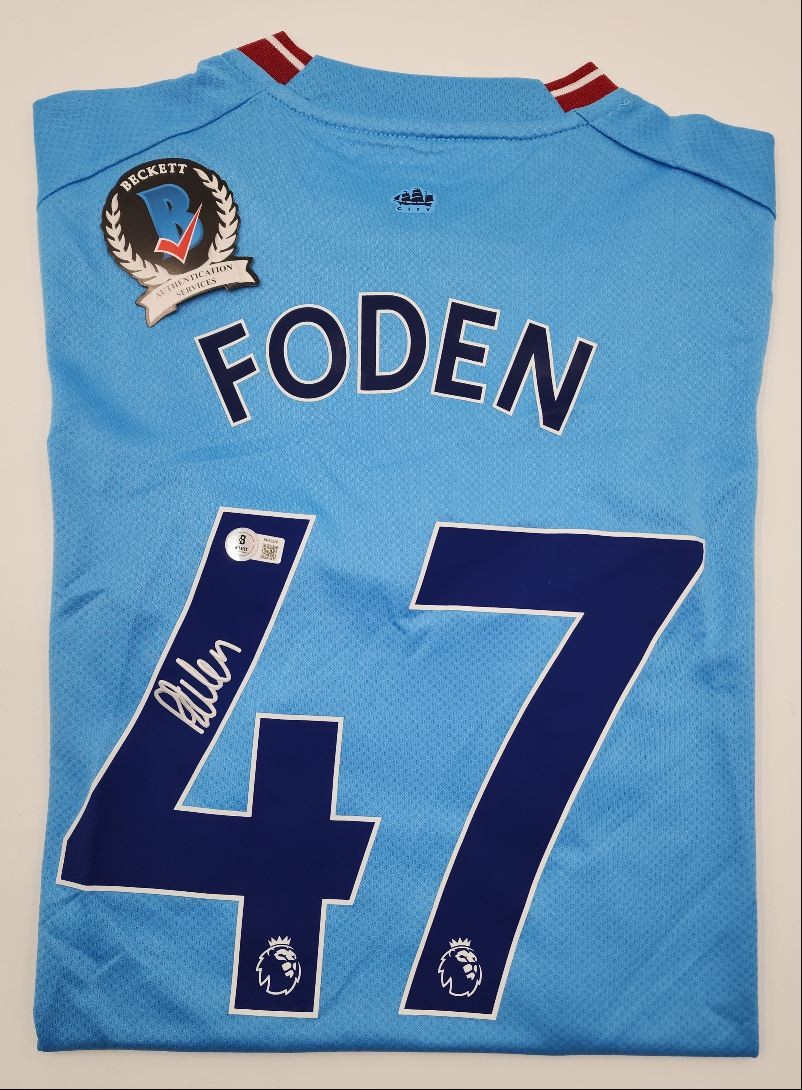 PHIL FODEN BECKETT CERT BLUE MANCHESTER CITY #47 JERSEY AUTO Q4067 for sale on Ebay