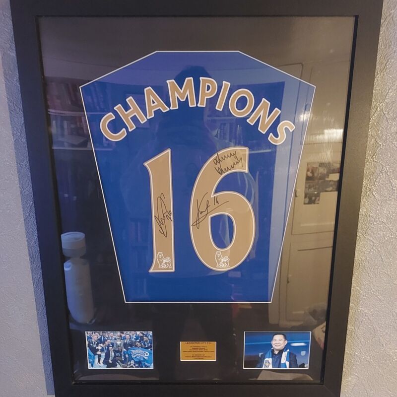 Framed Leicester City Champions Shirt Read Description  for sale on Ebay