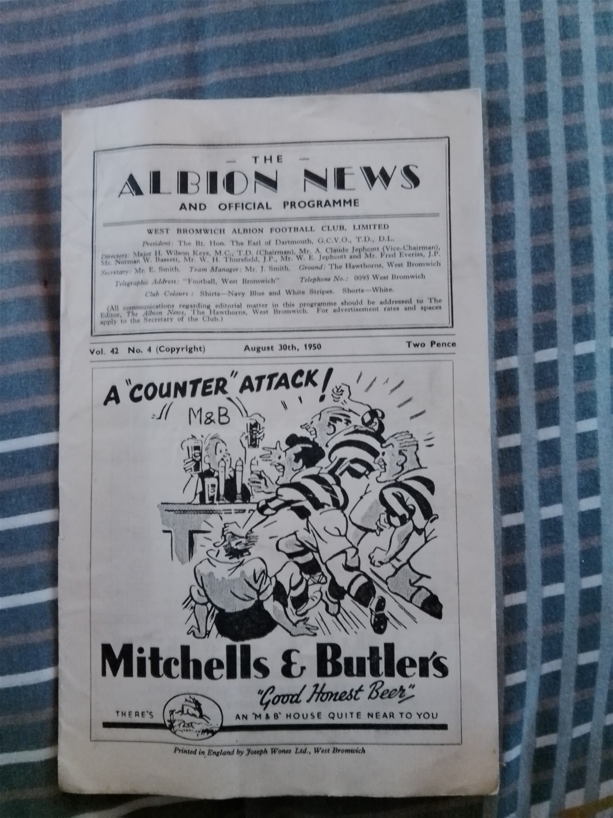 WEST BROMWICH ALBION V NEWCASTLE UNITED 1950/51 for sale on Ebay