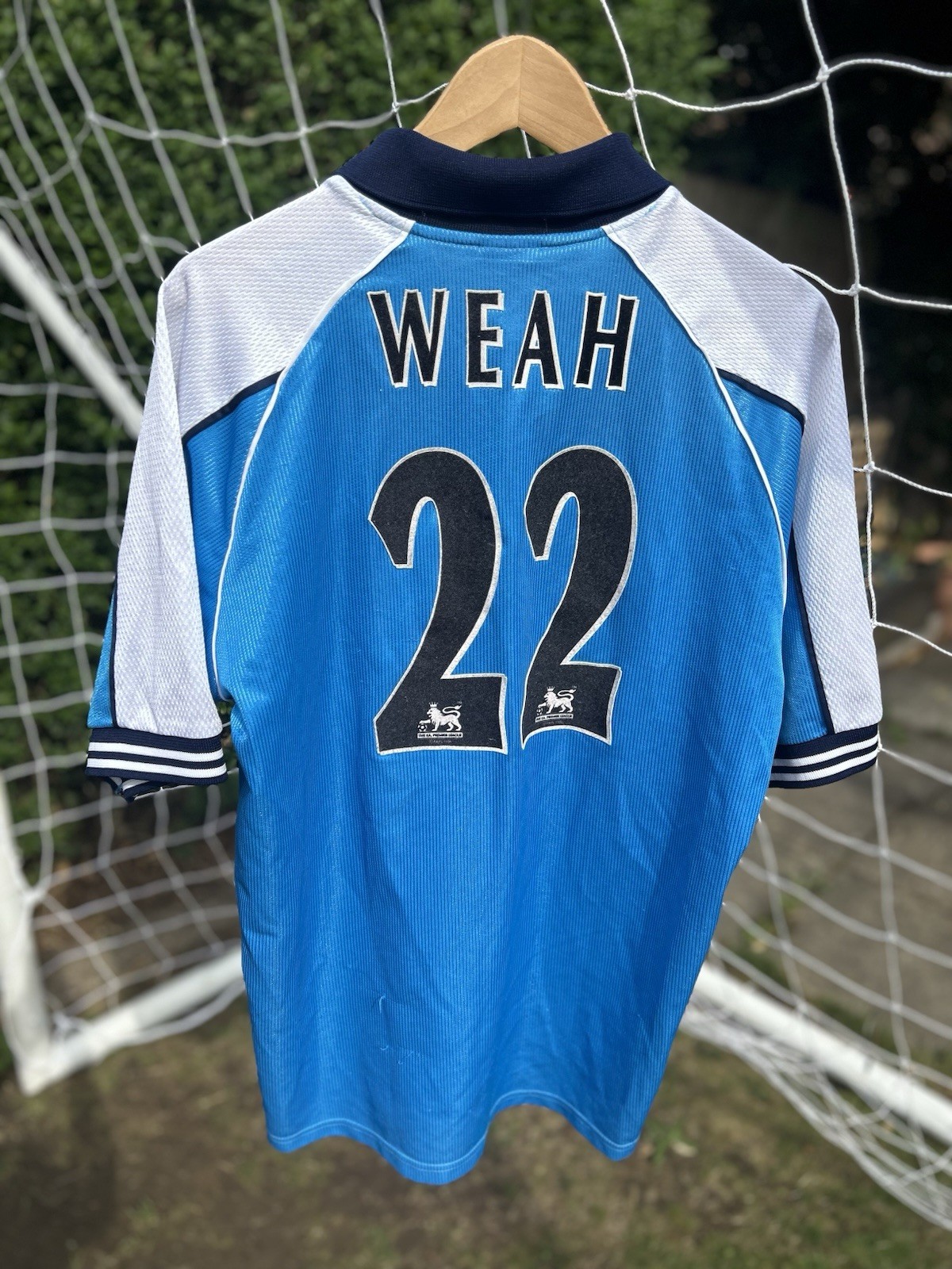 Vintage Manchester City 1999 George Weah 22 Football Shirt Size M/L for sale on Ebay