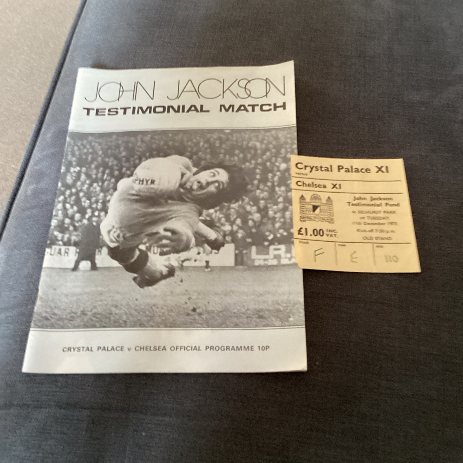 1973/4 Crystal Palace v Chelsea John Jackson testimonial plus match ticket for sale on Ebay