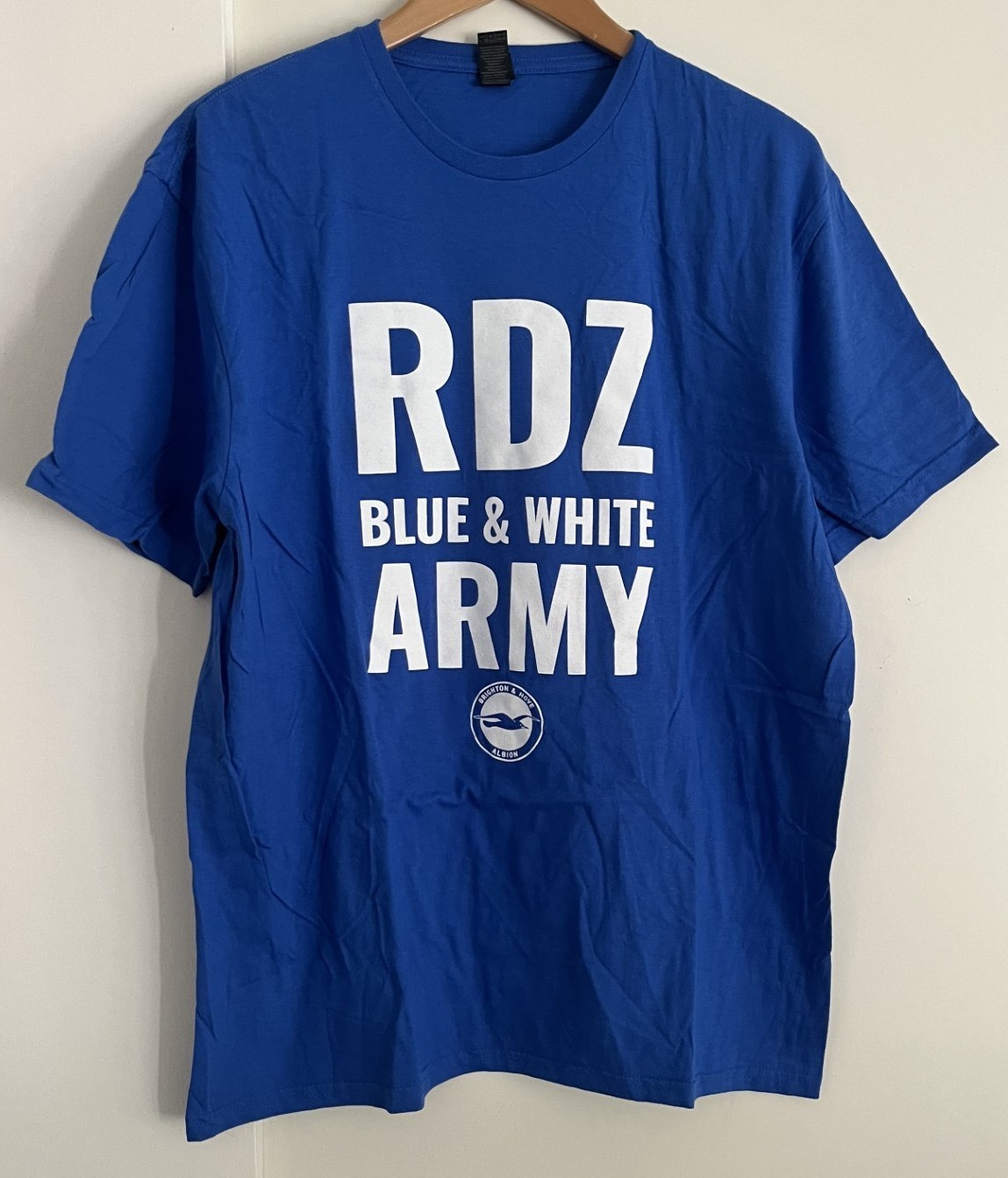blue brighton and hove albion t-shirt - size large for sale on Ebay