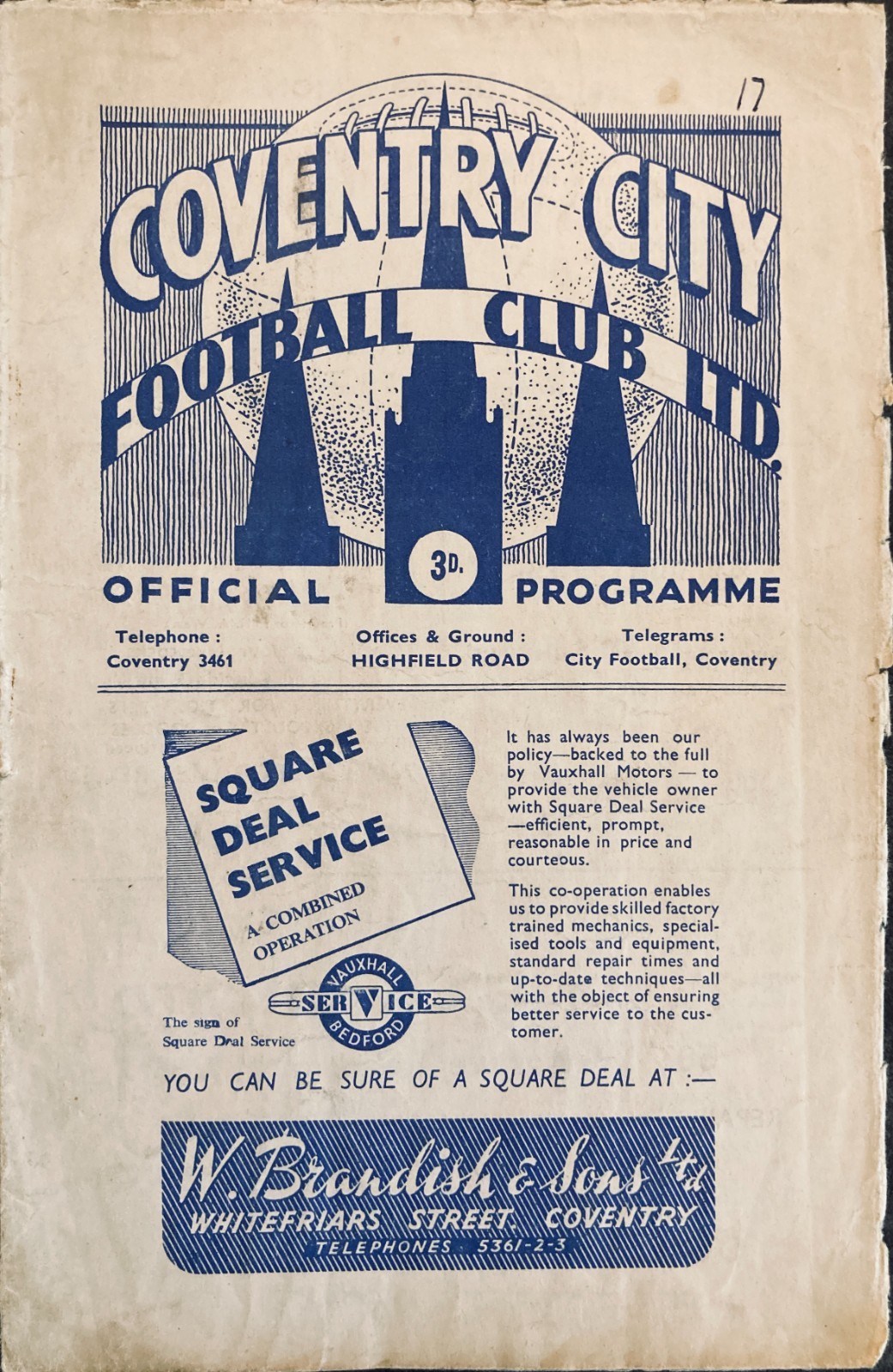 Coventry City v Leicester City Div 2 1949/50 for sale on Ebay