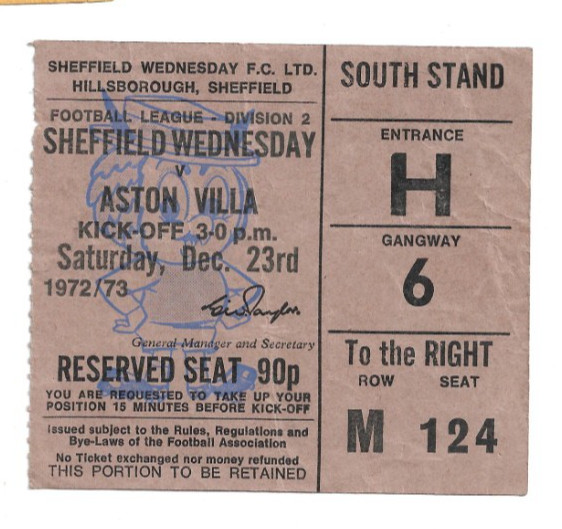 Sheffield Wednesday v Aston Villa 1972/73 TICKET for sale on Ebay