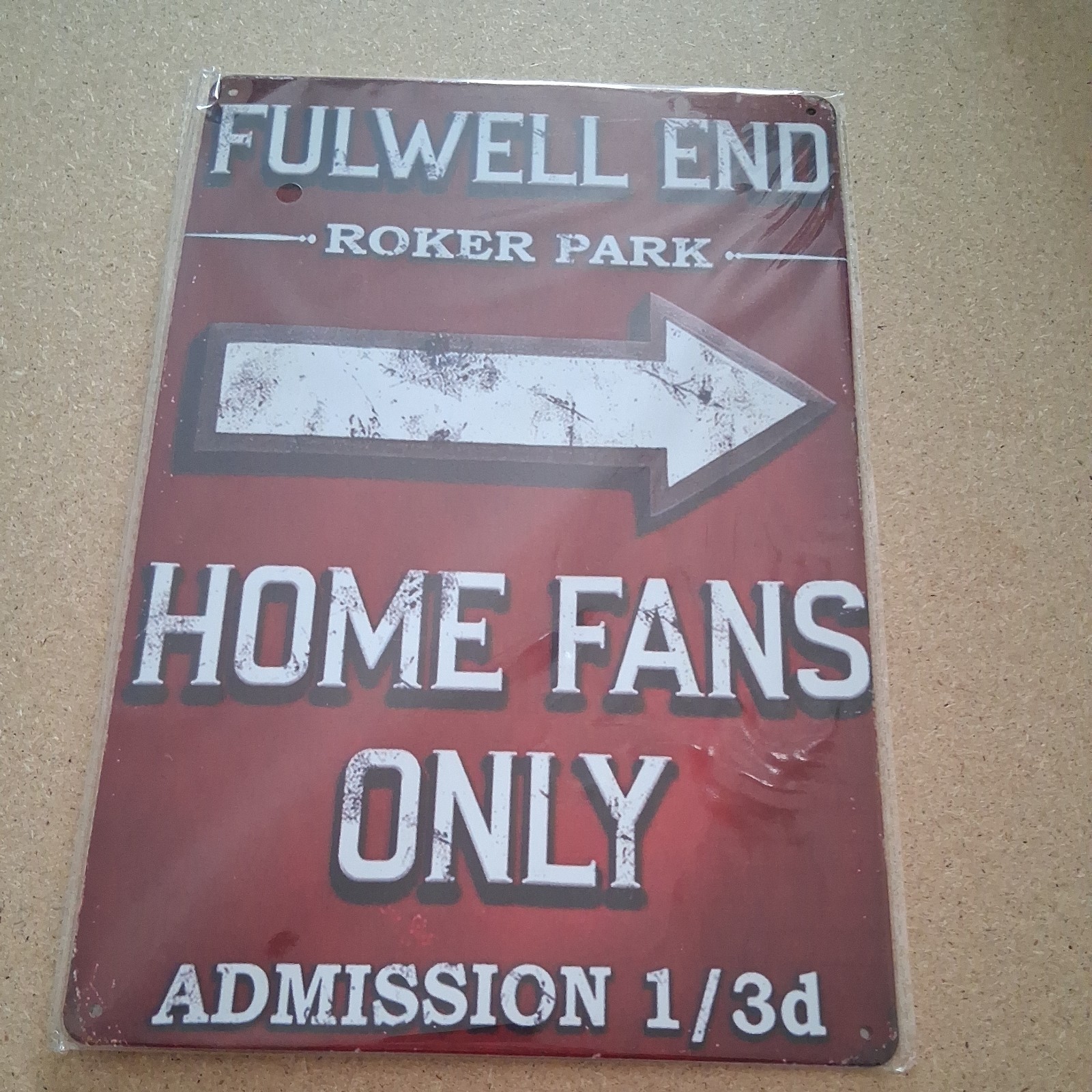 Sunderland afc tin sign  Fullwell end. 20cm x 30cm.  for sale on Ebay
