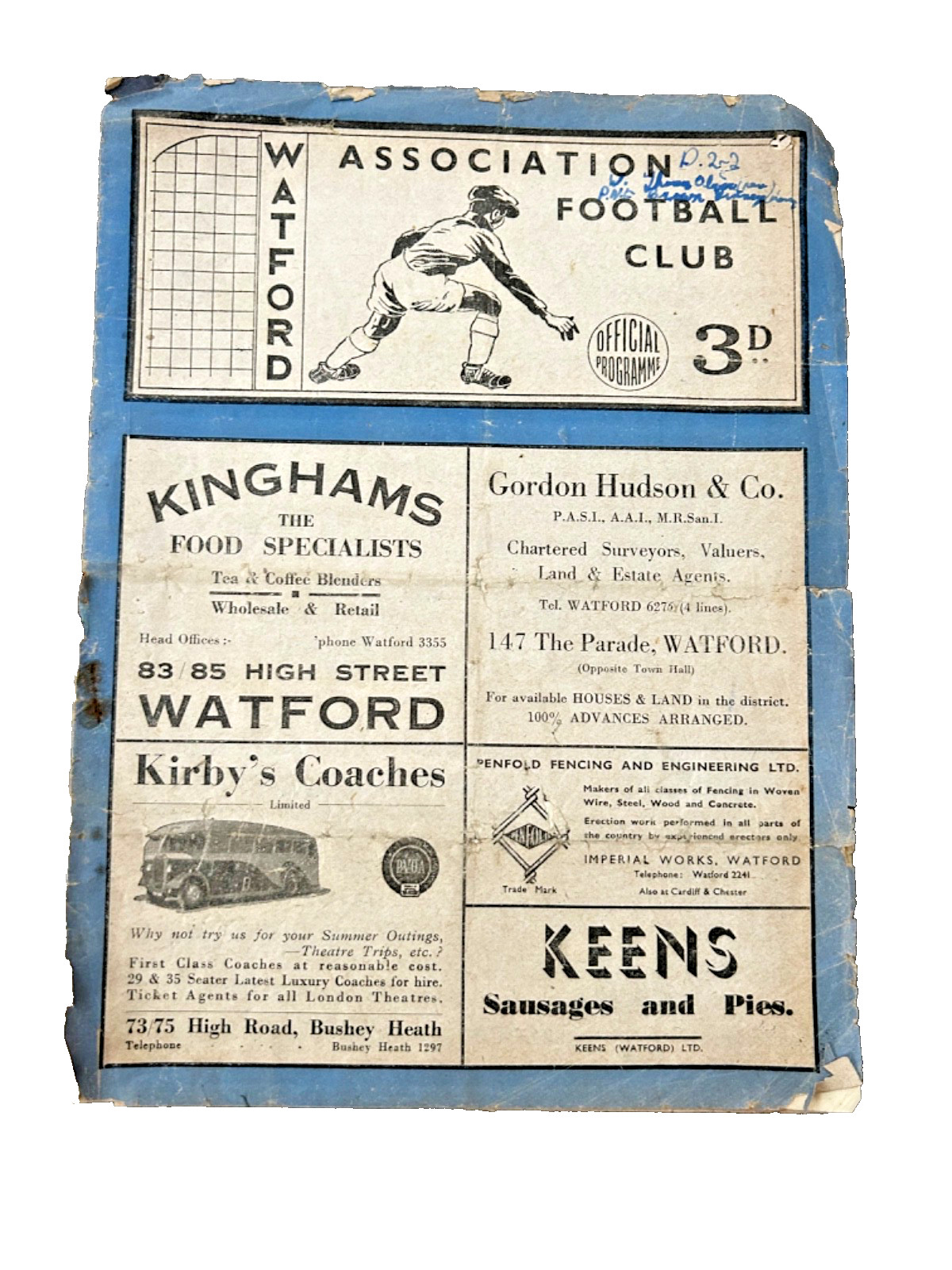 Vintage 1949/50 Watford v Preston North End football programme for sale on Ebay