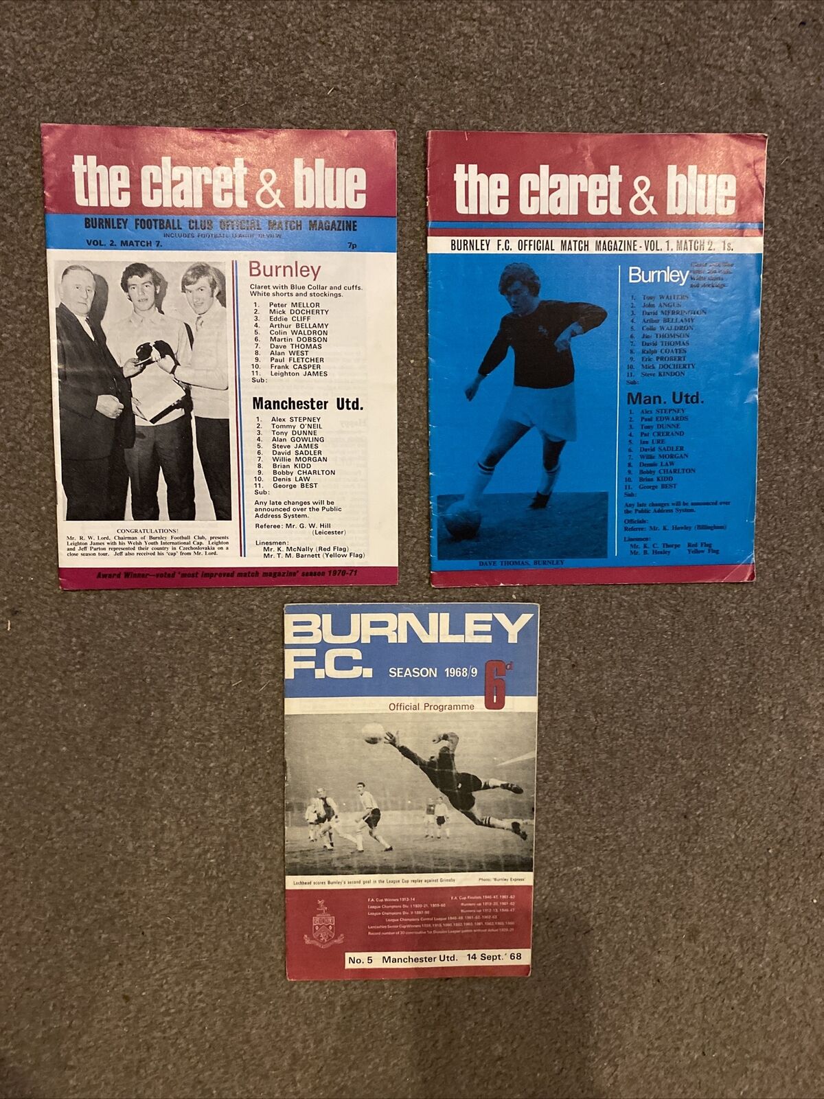 Job Lot BURNLEY V MANCHESTER UNITED Football Programmes X 3 1968-1971 VGC for sale on Ebay