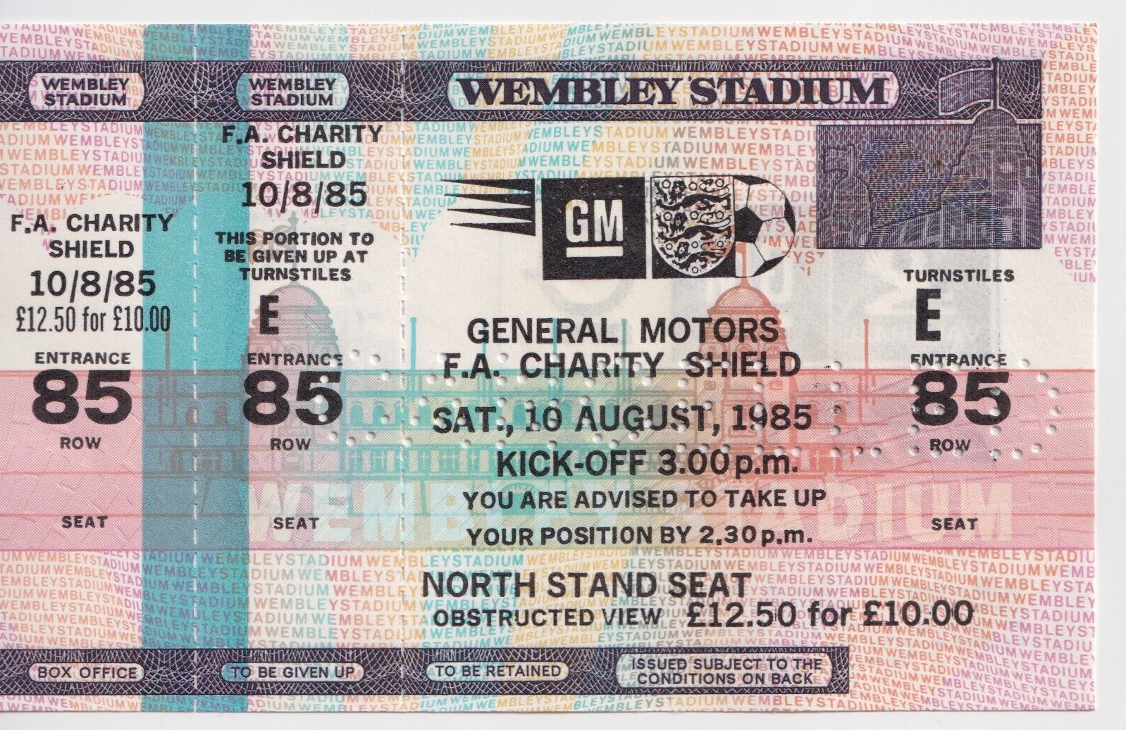 MINT UNISSUED TICKET GM FA CHARITY SHIELD 1985 Everton v Manchester United for sale on Ebay