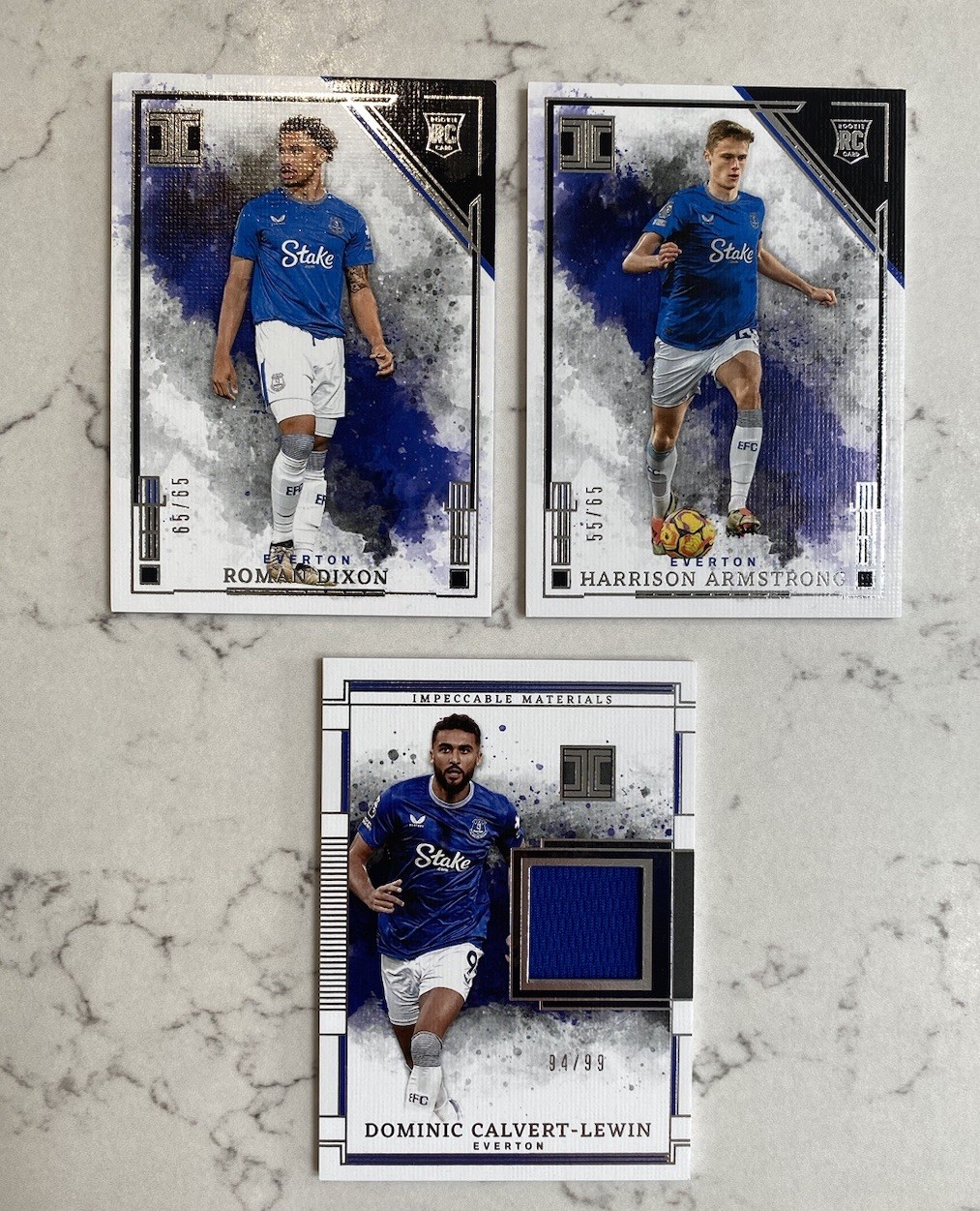 Calvert-Lewin Everton - Panini Impeccable Patch + Dixon & Armstrong RC 2024/25 for sale on Ebay