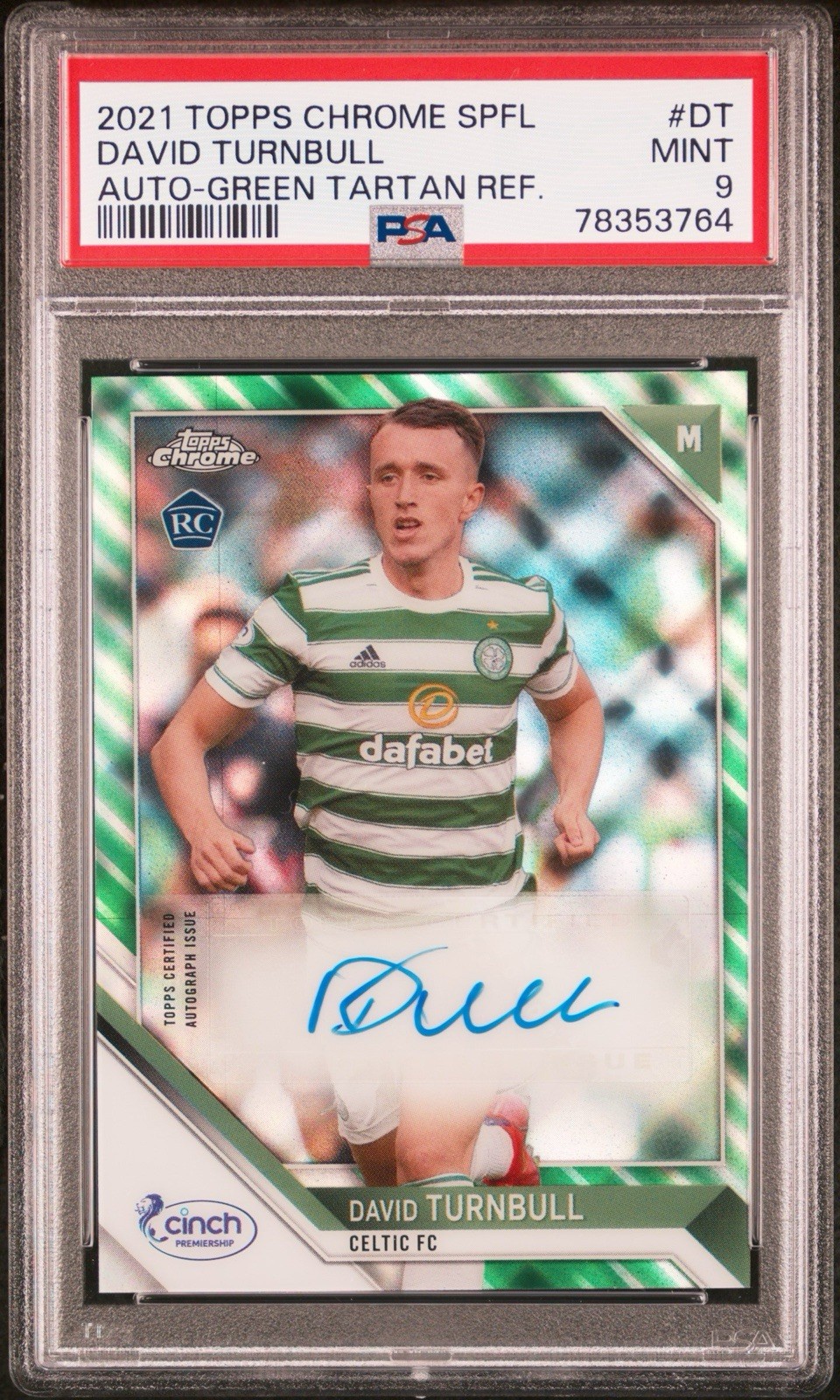 2021-22 Topps Chrome SPFL PSA 9 David Turnbull  Celtic FC Auto Green /35   for sale on Ebay