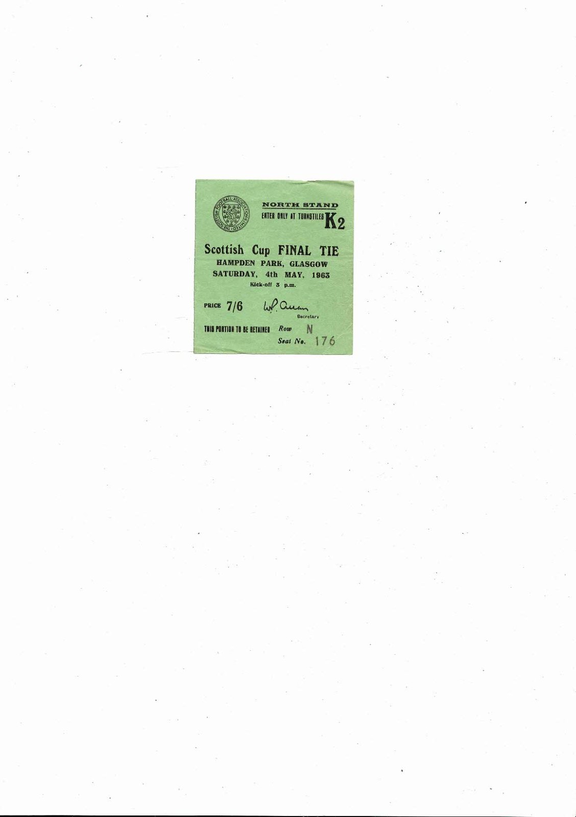 1963 Rangers v Celtic Scottish Cup Final Match Ticket for sale on Ebay