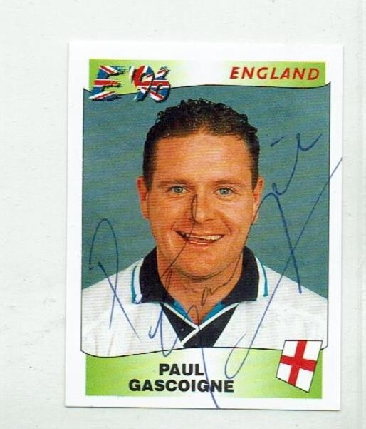 PAUL GASCOIGNE signed Panini EURO 96 Sticker #45 ENGLAND RANGERS LAZIO SPURS for sale on Ebay