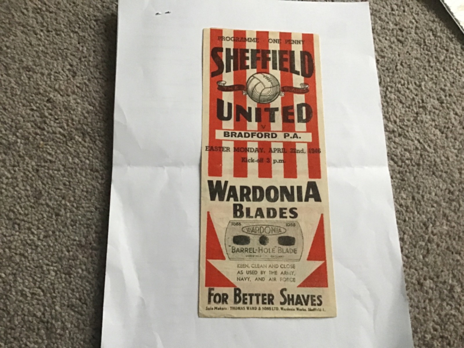 Sheffield United v Bradford Park Avenue Football  Programme 22/4/1946. for sale on Ebay
