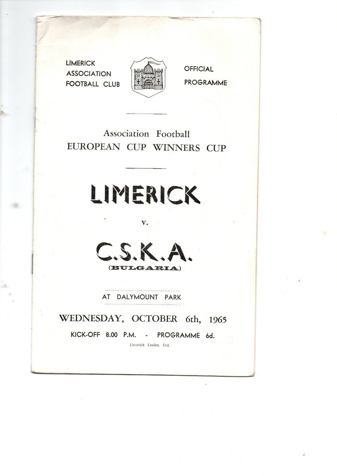 Limerick v CSKA Sofia 1965 - 1966 ECWC for sale on Ebay