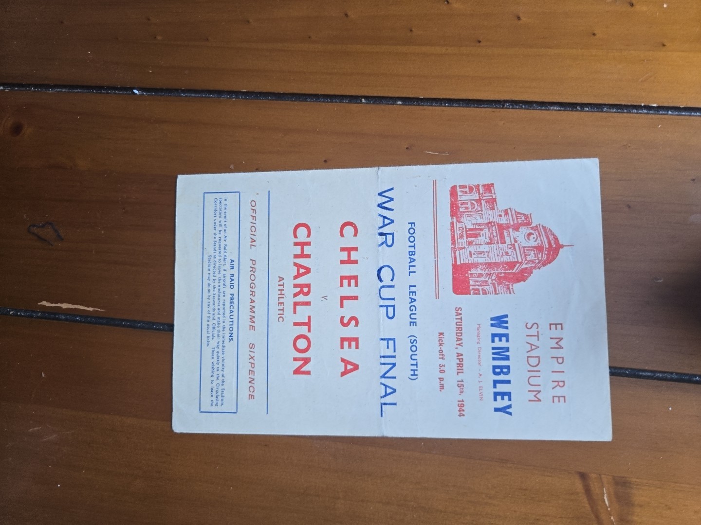 Chelsea Charlton Athletic War Cup Final 1944 Football Programme for sale on Ebay