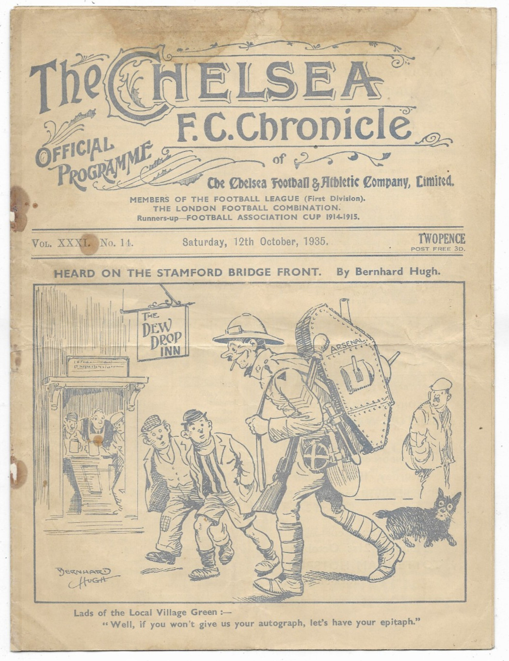 1935/36 Division 1 - CHELSEA v. ARSENAL for sale on Ebay