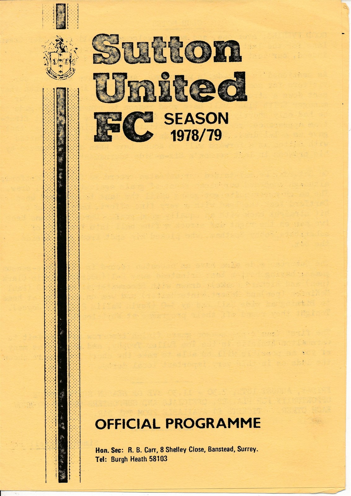 Sutton United v Arsenal X1 (Friendly) 1978/1979 - 4 page football programme for sale on Ebay