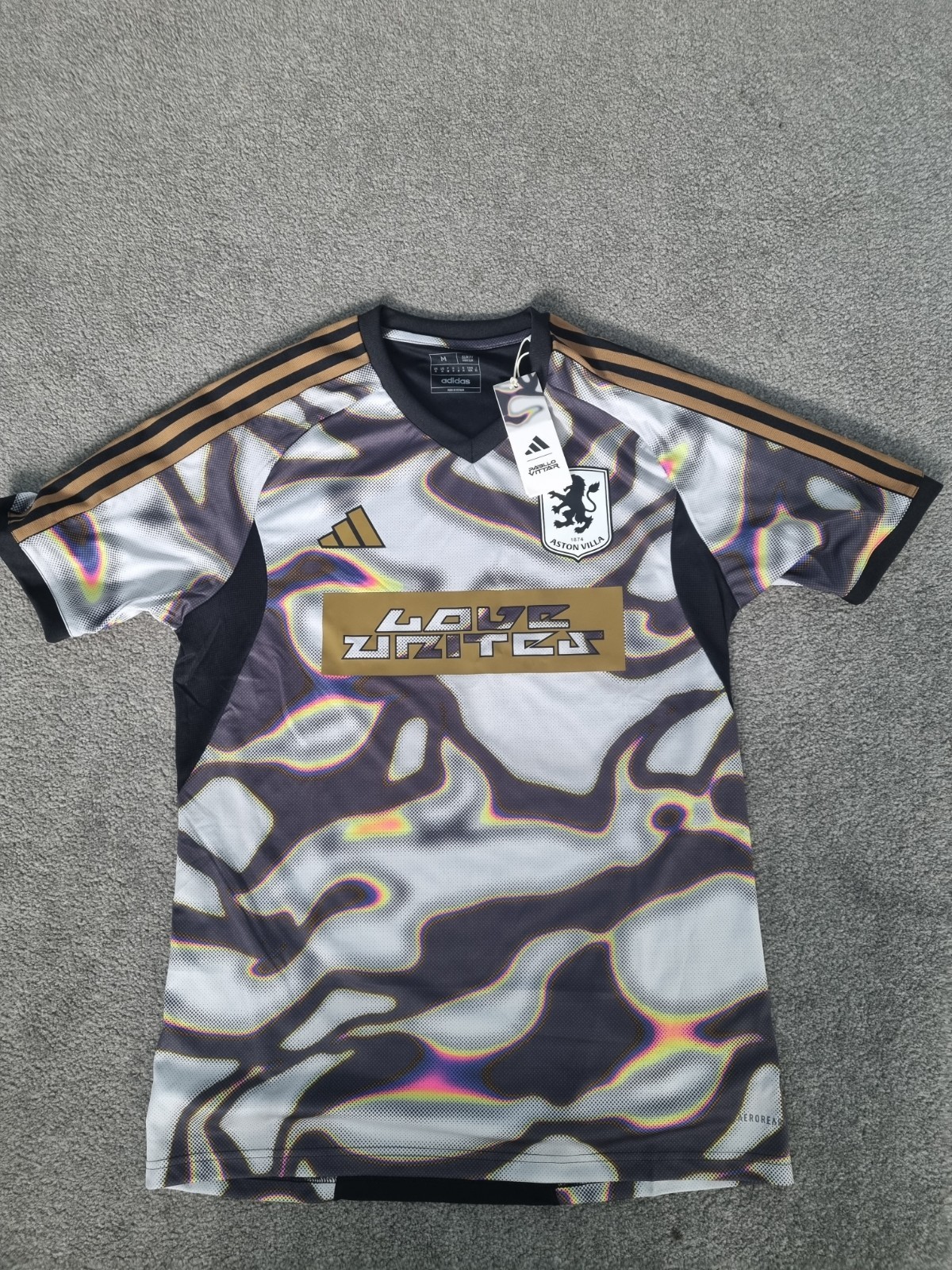 Rare Aston Villa Adidas Love Unites/Pride Shirt BNWT Size Medium for sale on Ebay