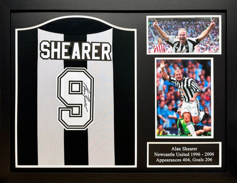 FRAMED ALAN SHEARER SIGNED NEWCASTLE UNITED RETRO FOOTBALL SHIRT COA SEE PROOF for sale on Ebay