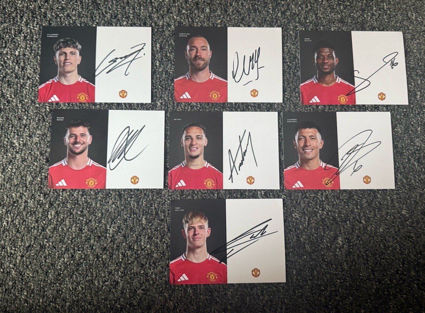 Manchester United Hand Signed 24/25 club cards official Garnacho x 7 Cards!!! for sale on Ebay