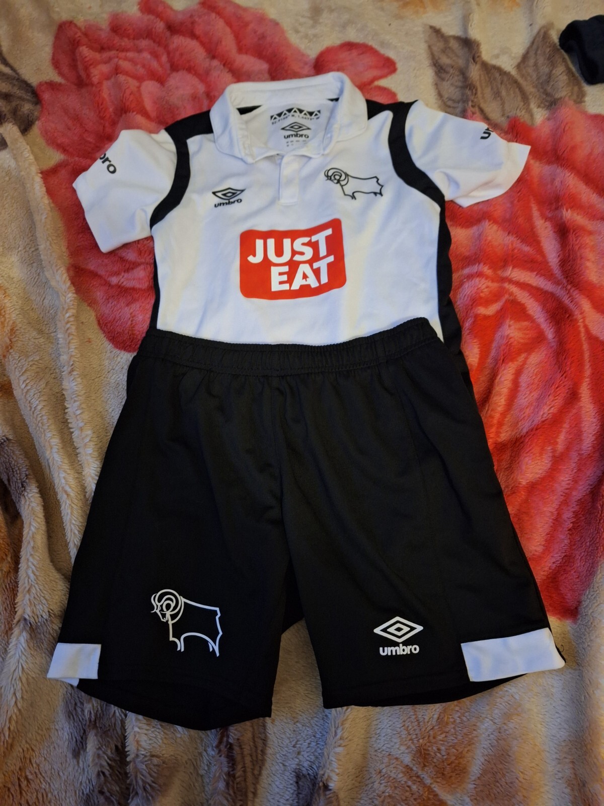 derby county fc  black/white football shirts&shorts  10=years for sale on Ebay