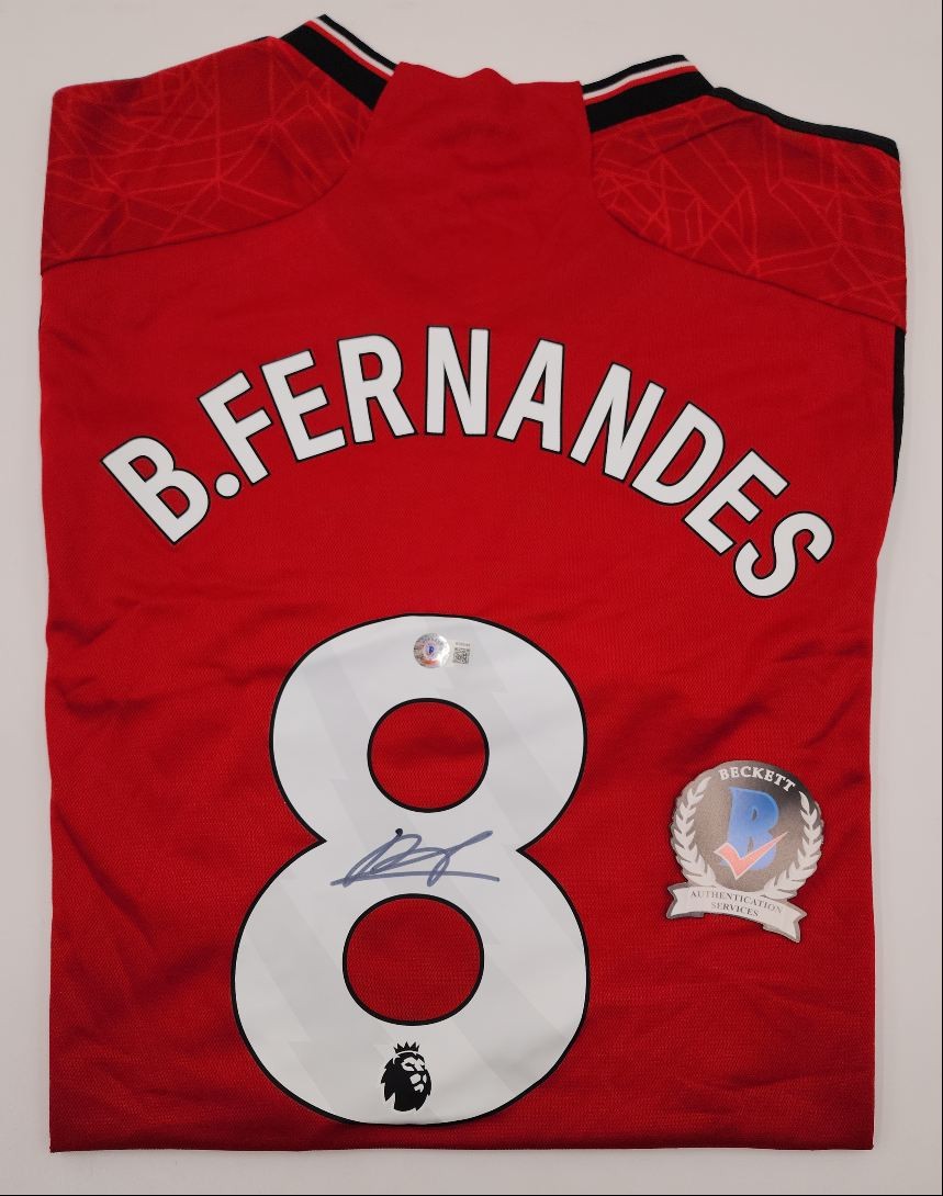 BRUNO FERNANDES BECKETT CERT RED MANCHESTER UNITED #8 JERSEY AUTO Q4067 for sale on Ebay