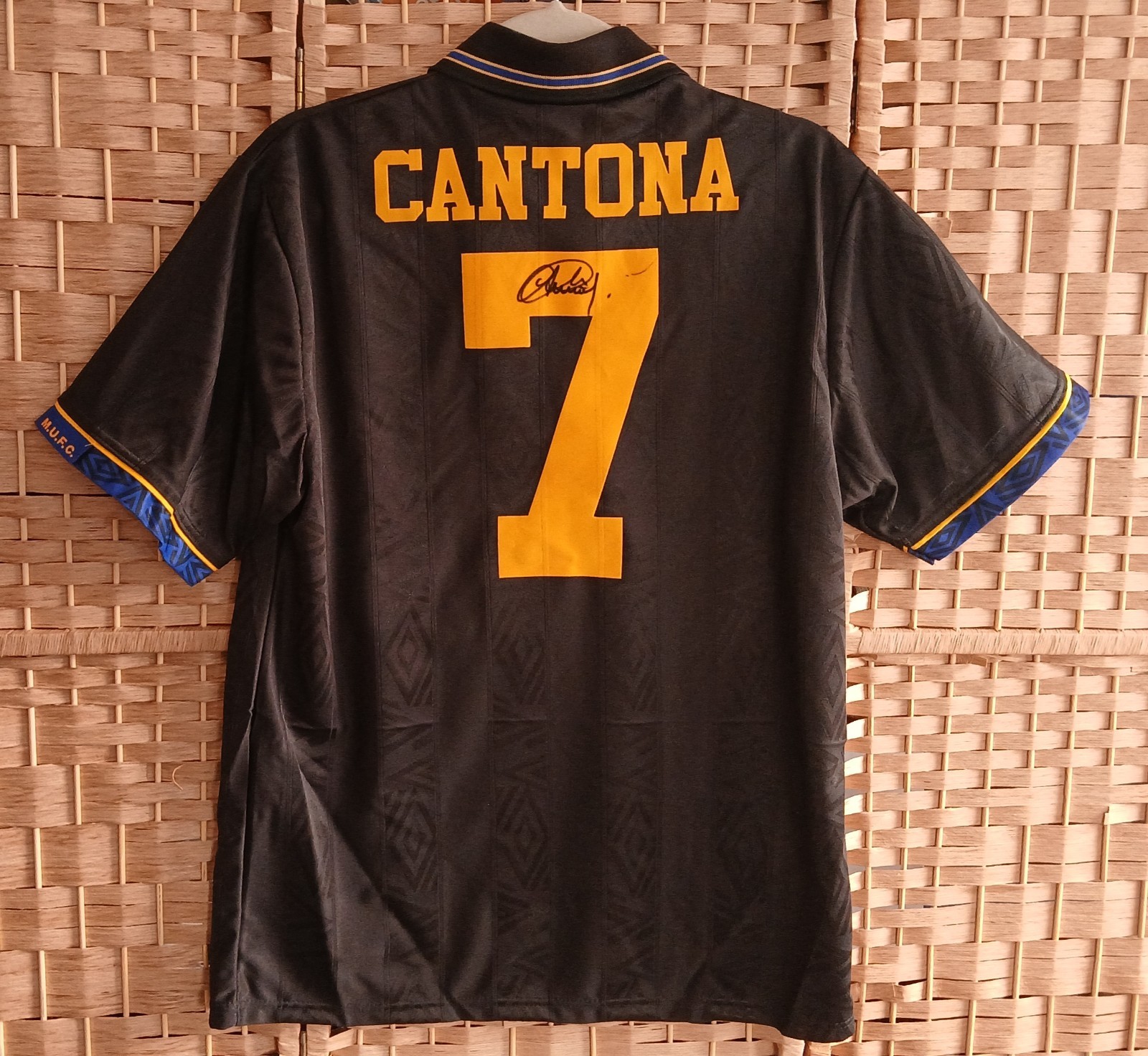 Signed Cantona Manchester United Away Shirt Season 92/94 Umbro M with tags for sale on Ebay