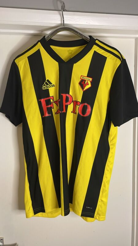 Adidas Watford FxPro Yellow Black Football Shirt Top Size Large  for sale on Ebay