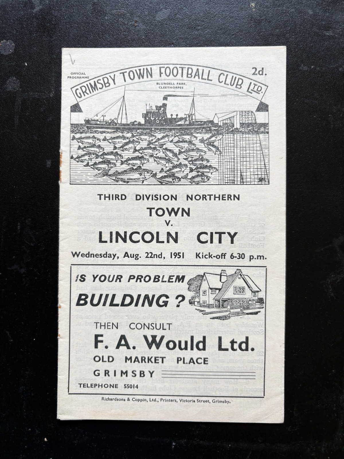 1951-52 Grimsby Town v Lincoln City for sale on Ebay
