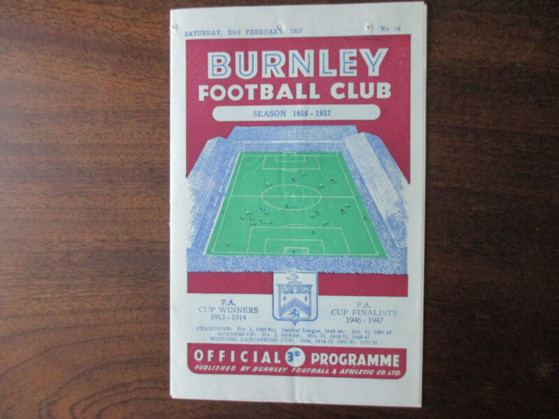 1957 Burnley v Tottenham Div One postponed Feb 23 season 1956/57 rare Spurs vgc for sale on Ebay