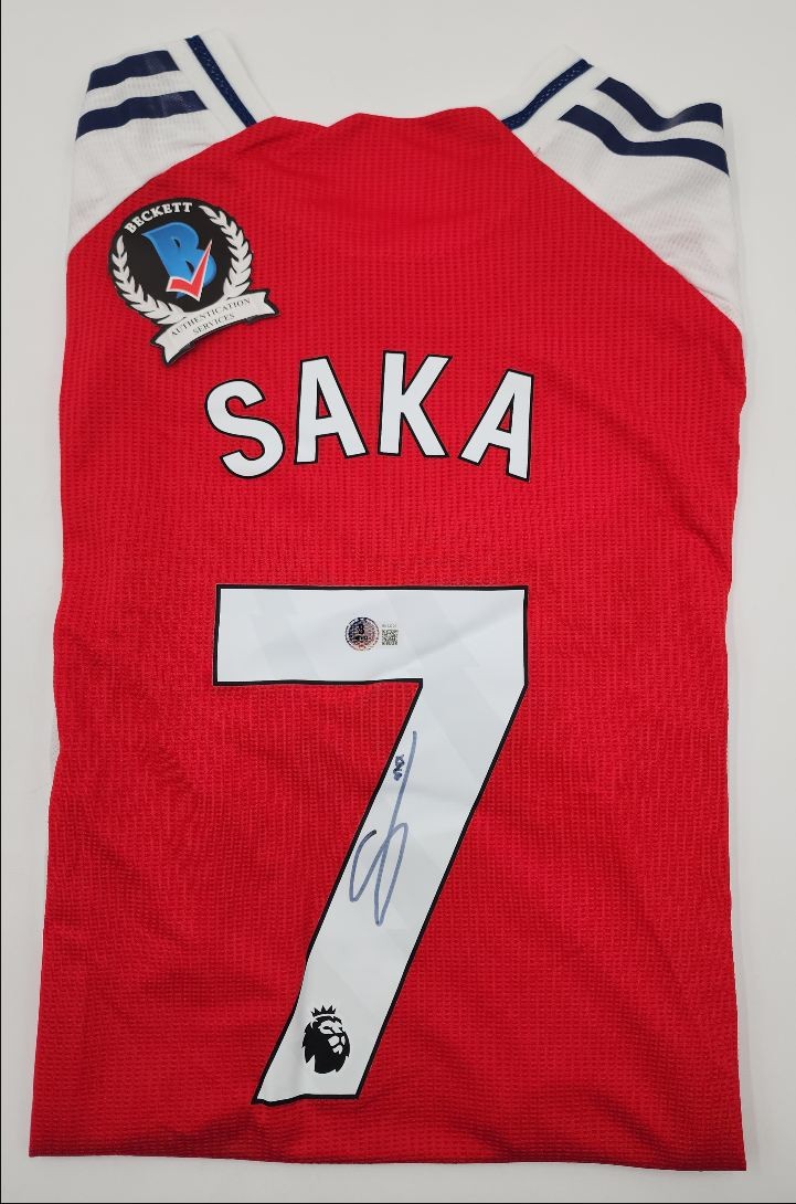 BUKAYO SAKA BECKETT CERT RED ARSENAL #7 JERSEY AUTOGRAPH AUTO Q4067 for sale on Ebay