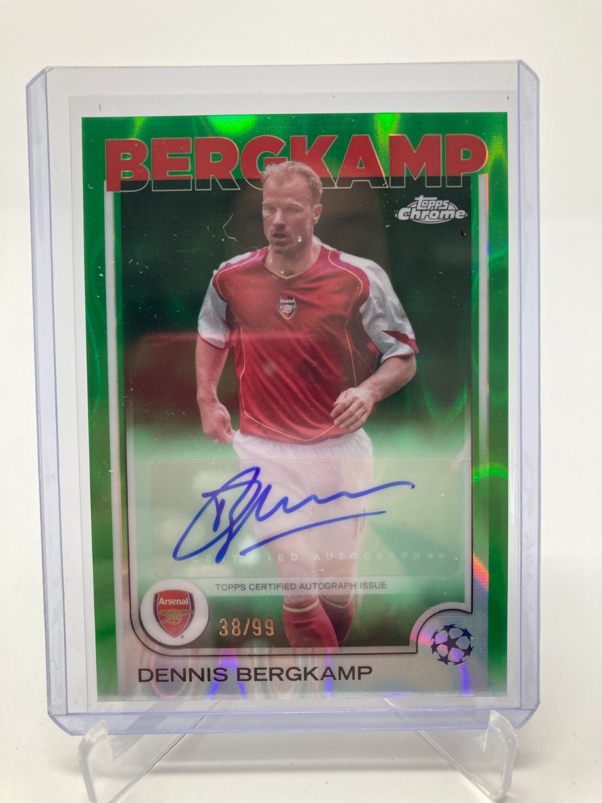 TOPPS CHROME  24/25 DENNIS BERGKAMP ARSENAL AUTO 38/99. for sale on Ebay