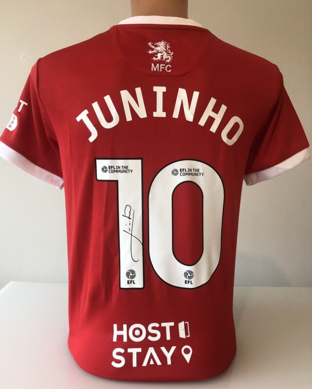Signed Juninho Middlesbrough 2024/25 Shirt PROOF COA for sale on Ebay