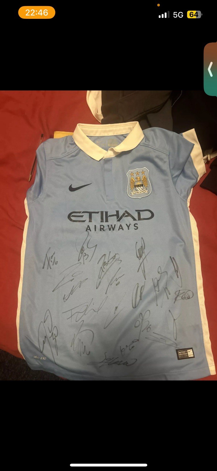 Manchester City 2014-15 signed shirt Aguero De Bruyne Kompany for sale on Ebay