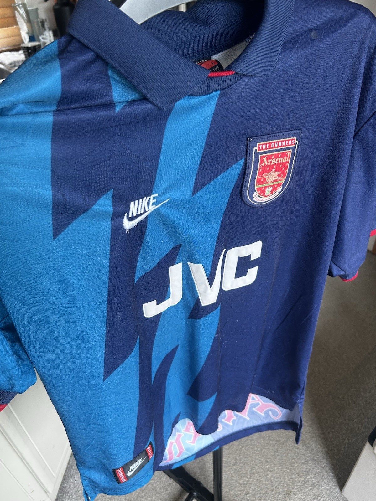 Arsenal 95/96 Away Shirt Platt 7 Large Original JVC Excellent Condition for sale on Ebay