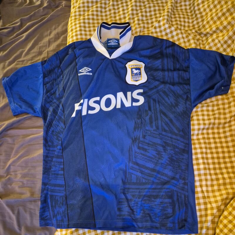 Ipswich Town 1994-95 vintage rare Umbro home football shirt X large Fisons blue for sale on Ebay