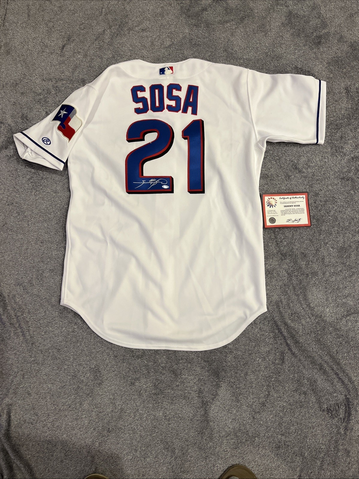 Sammy Sosa Texas Rangers Signed Jersey W Schwartz Sports Cert for sale on Ebay