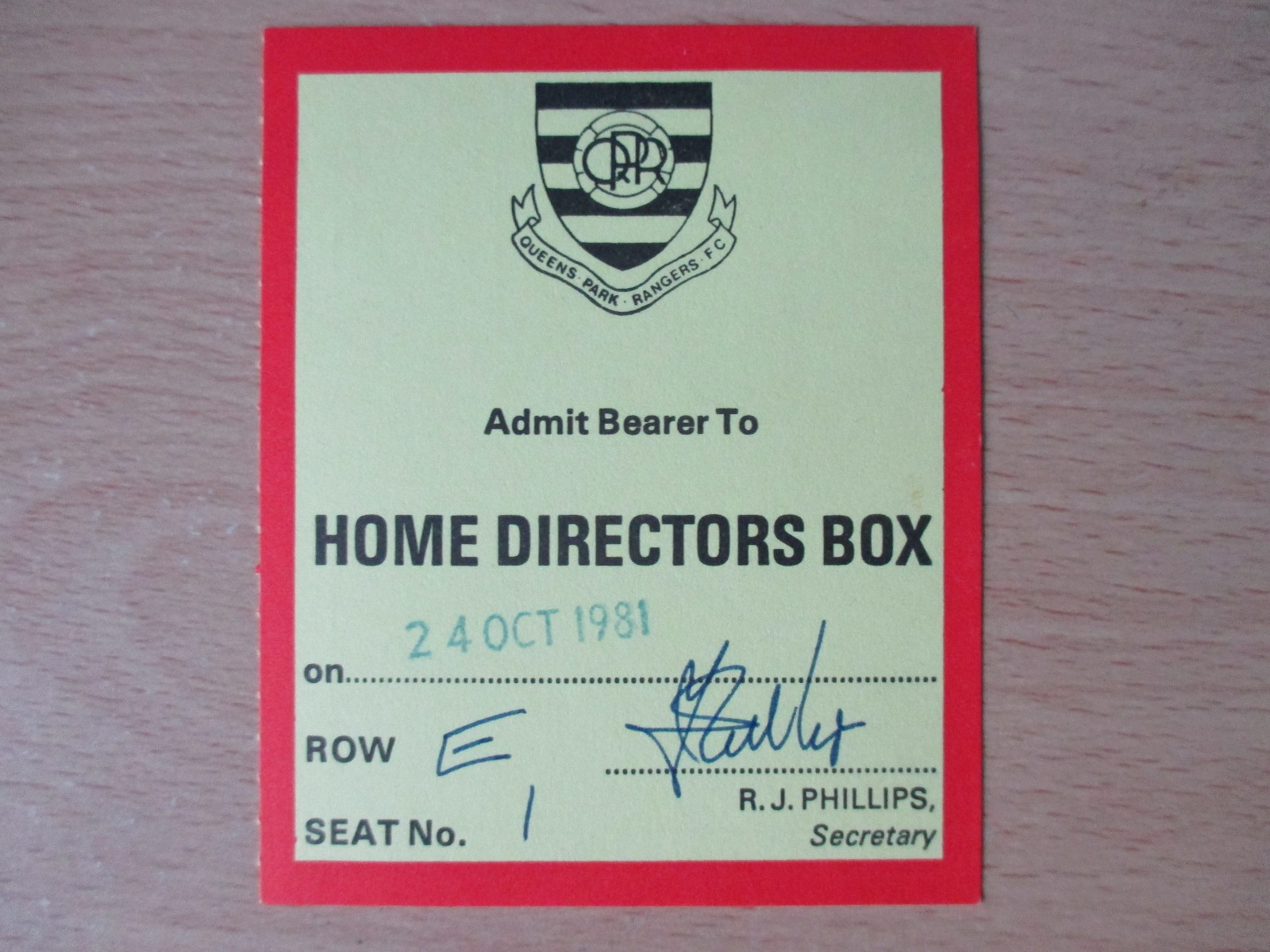 Queens Park Rangers v Leicester 1981 2nd Div Directors ticket season 1981/82 QPR for sale on Ebay