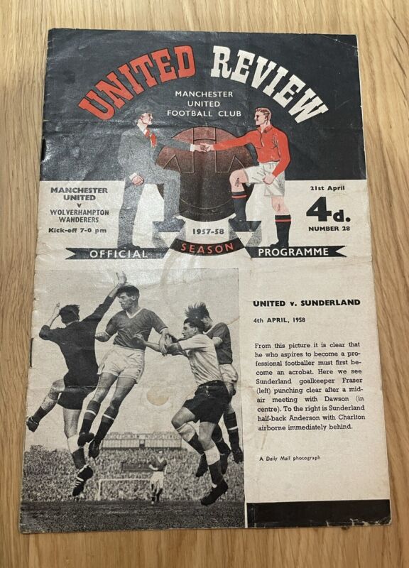 Rare 1957/58 Man Utd v Wolves Rearranged Postponed Match Munich Season. for sale on Ebay