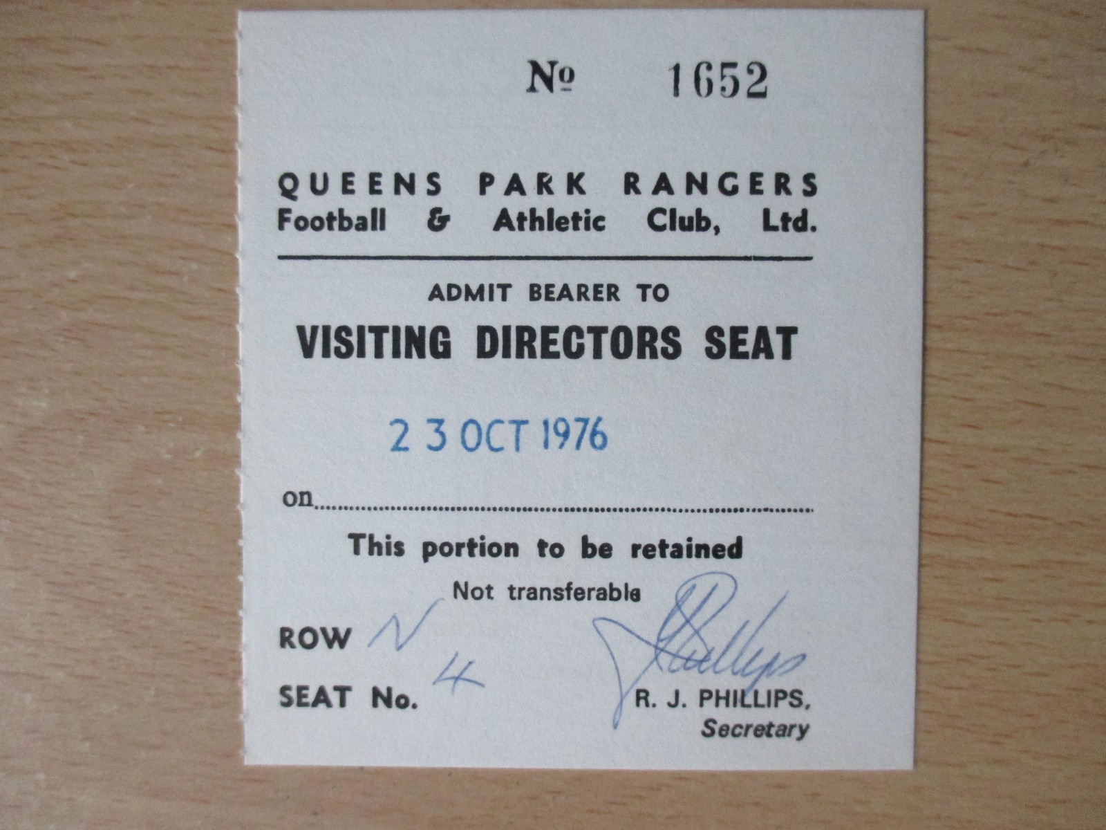 Queens Park Rangers v Sunderland 1976 1st Div Directors ticket season 1976/77 for sale on Ebay