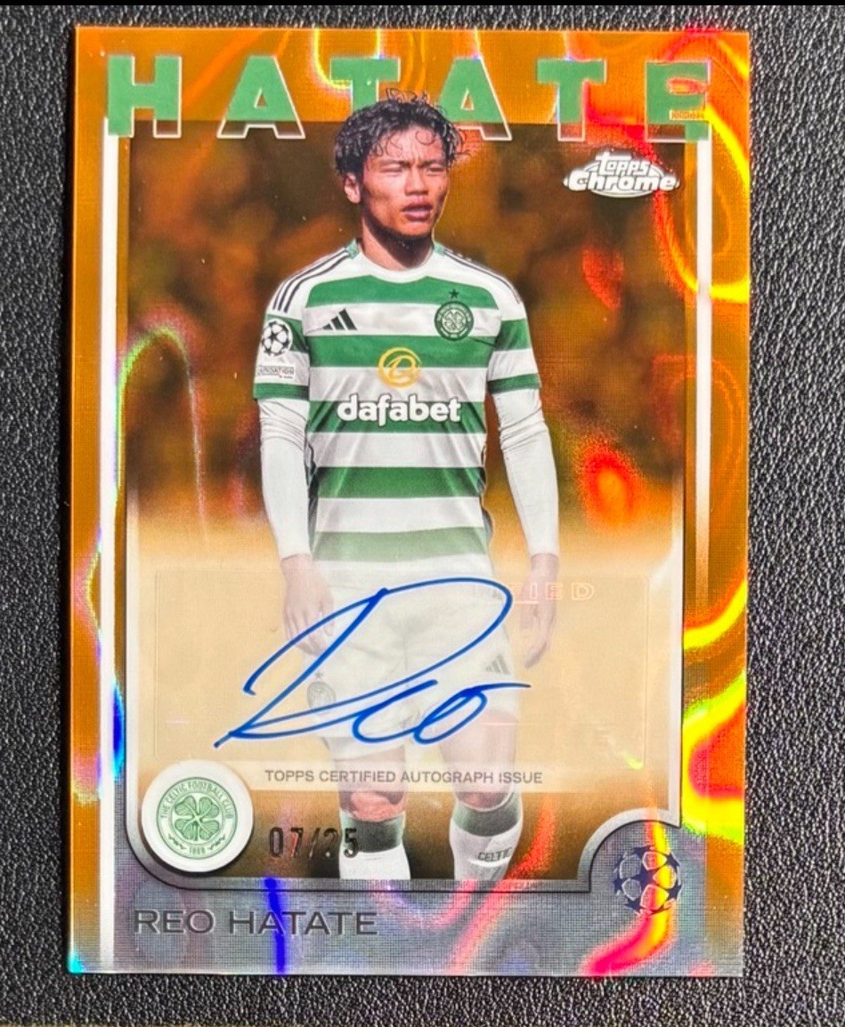 24/25 Topps Chrome UCC Auto Reo Hatate Orange Wave /25 Celtic for sale on Ebay