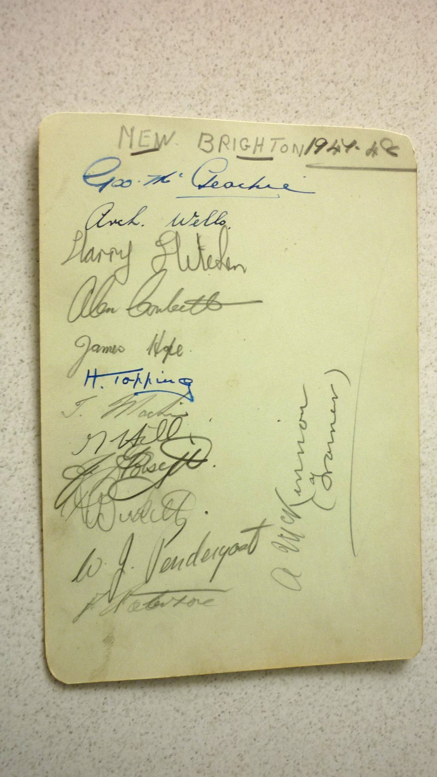 Old Autograph Book Page-New Brighton 1947-48. for sale on Ebay