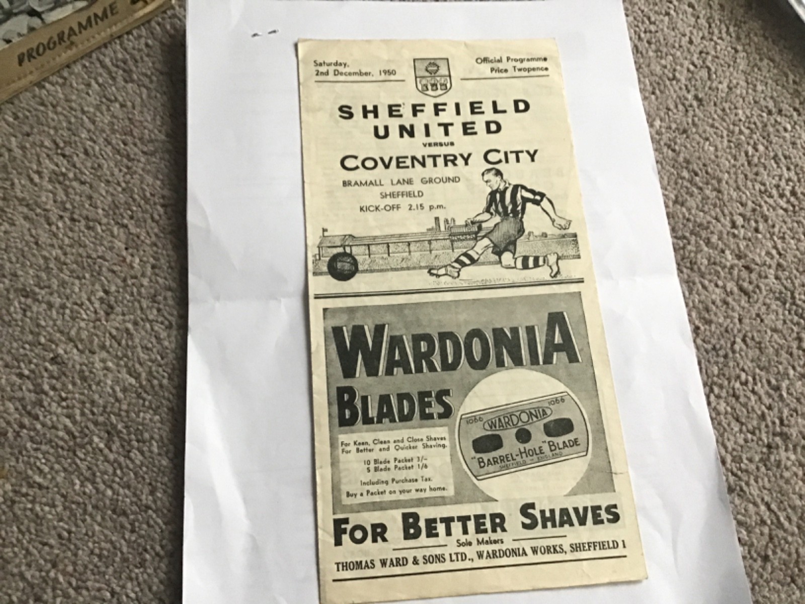 Sheffield United v Coventry City Football  Programme 2/12/1950. for sale on Ebay