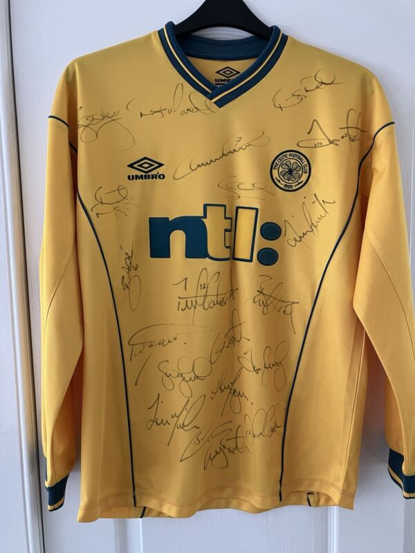 Celtic Fc Hand Signed 2003 Seville Squad. Umbro Away 2002 Top. Henrik Larsson for sale on Ebay