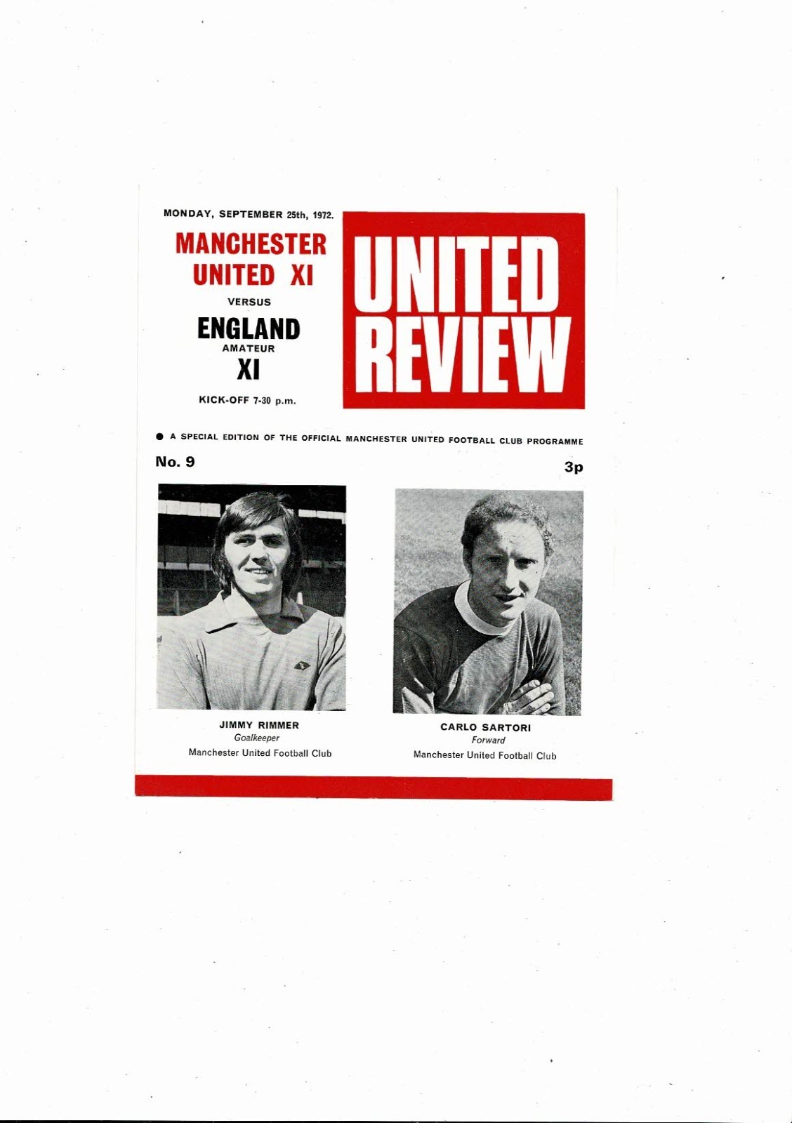 Manchester United v England X1 Friendly Football Programme 1972/73 for sale on Ebay
